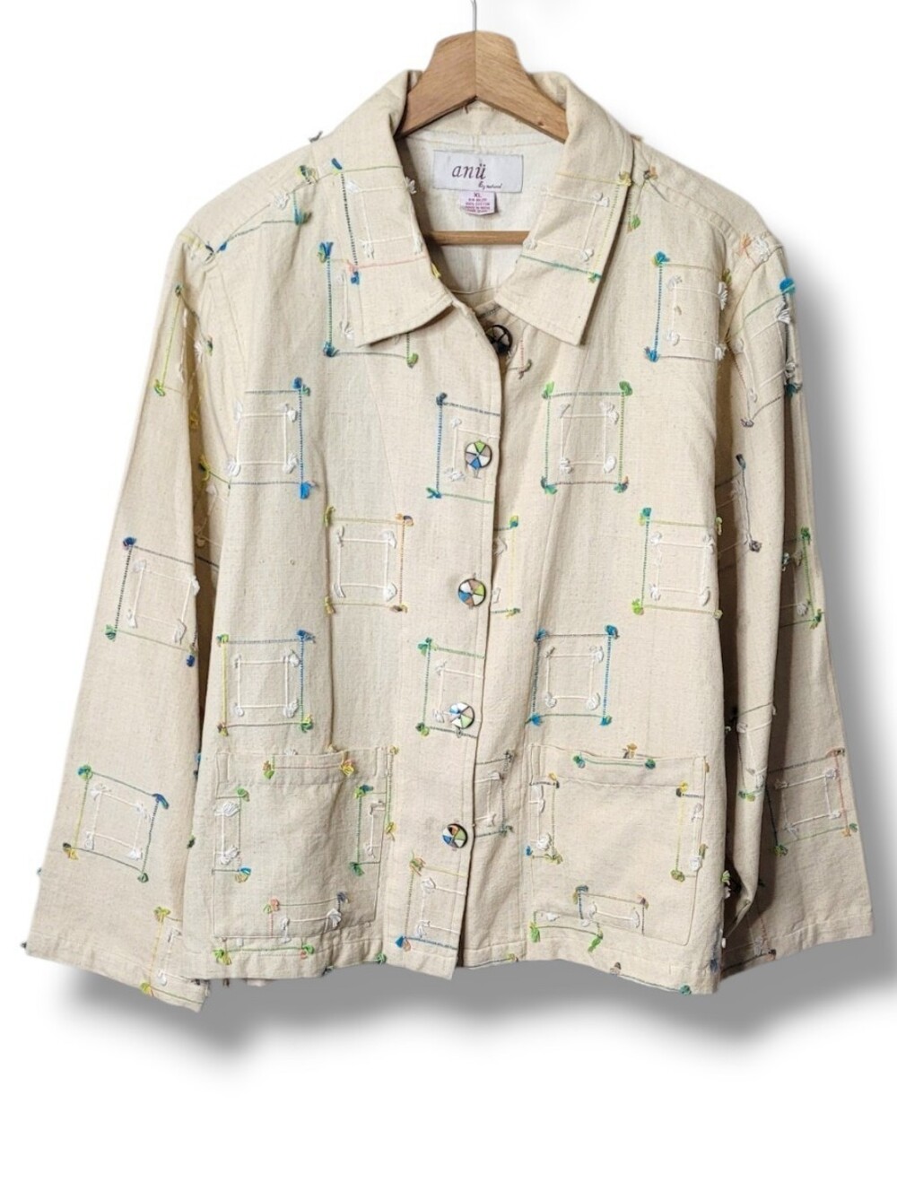 Vintage Anu By Natural Embroidered Cotton Jacket